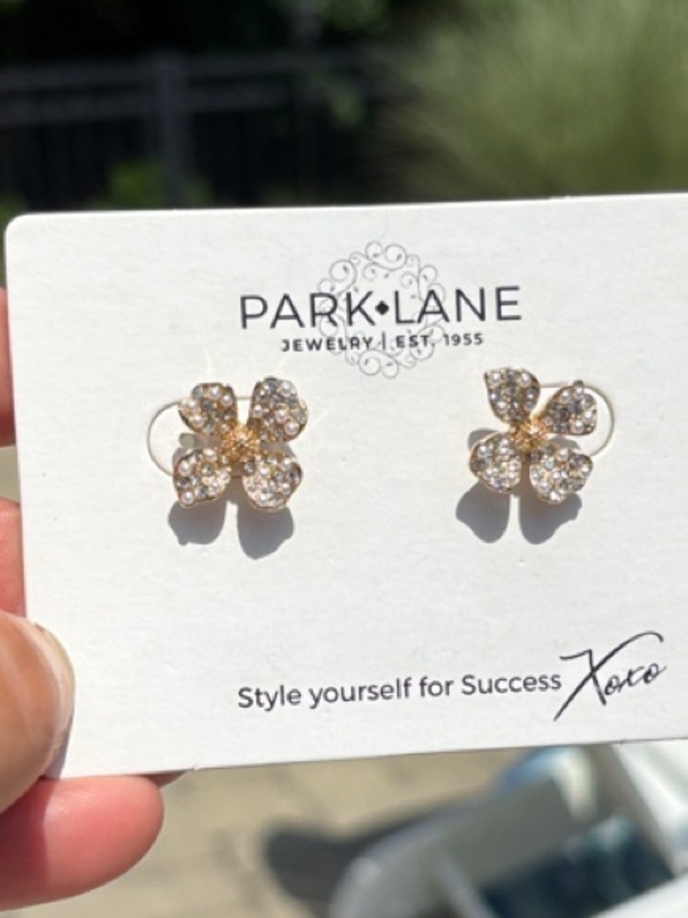 Park Lane Gold Floral Crystal Stud Earrings